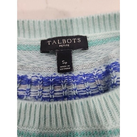 Talbots Sweater Aqua Lambswool Fair Isle Crew Neck Pullover Women's SP - Picture 9 of 10